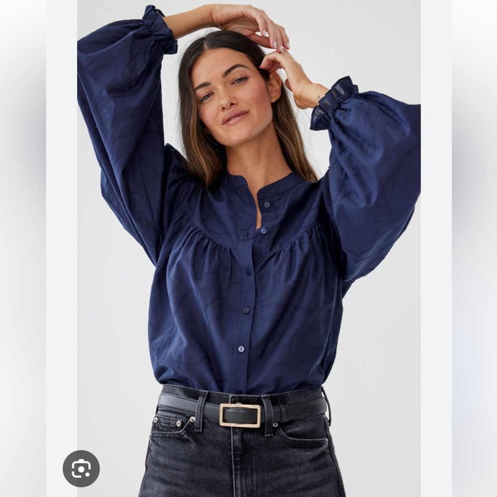 AYR The New Romantic Navy Blue Blouse